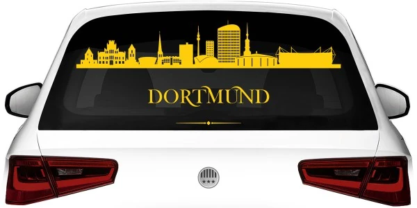 Dortmunder Skyline als Aufkleber für die Heckscheibe